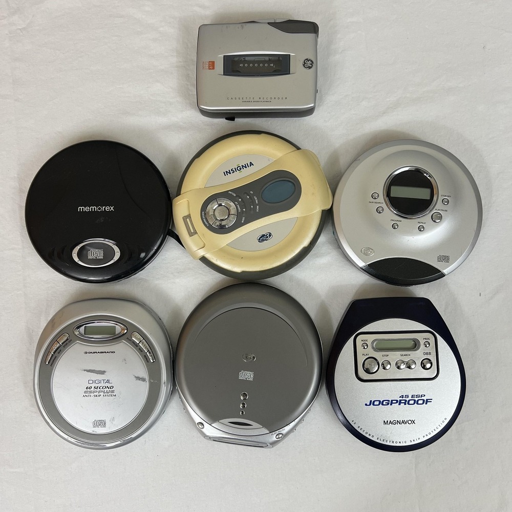 Lot 8 Portable CD Players Mixed Brands Memorex Insignia Magnavox Durabrand GE